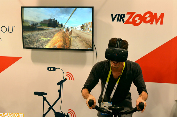 馬やレースカーになったつもりで自転車を漕ぐvrエアロバイク Virzoom Ces 16 ゲーム