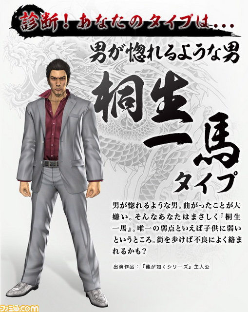 “龍が如くスタジオ Facebook”にて“龍が如くキャラ診断”アプリが配信開始