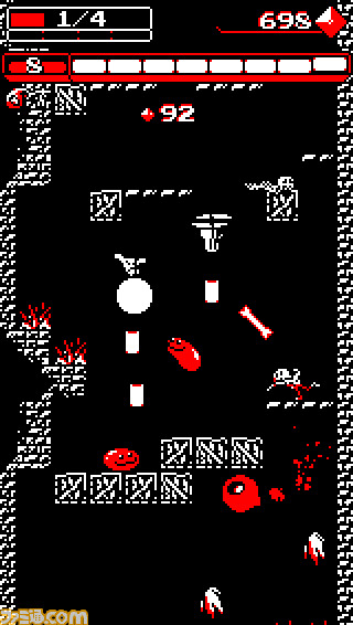 井戸の中を落ちていく“下スクロール”アクションシューティング『Downwell』iOS版が今週木曜日配信開始_02