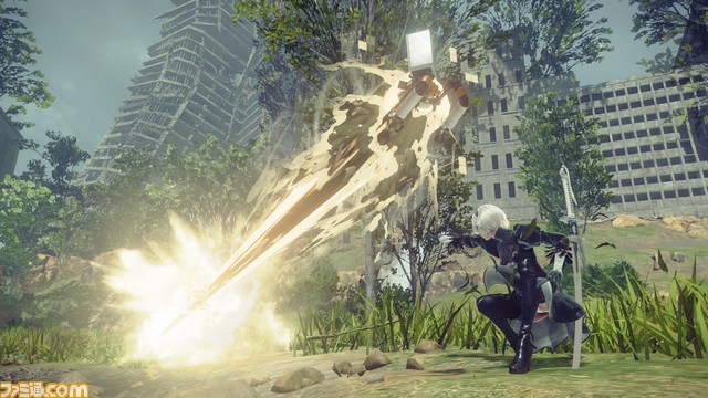 『NieR:Automata(ニーア オートマタ)』爽快なアクションバトルの詳細を最新画面とともにお届け!_02