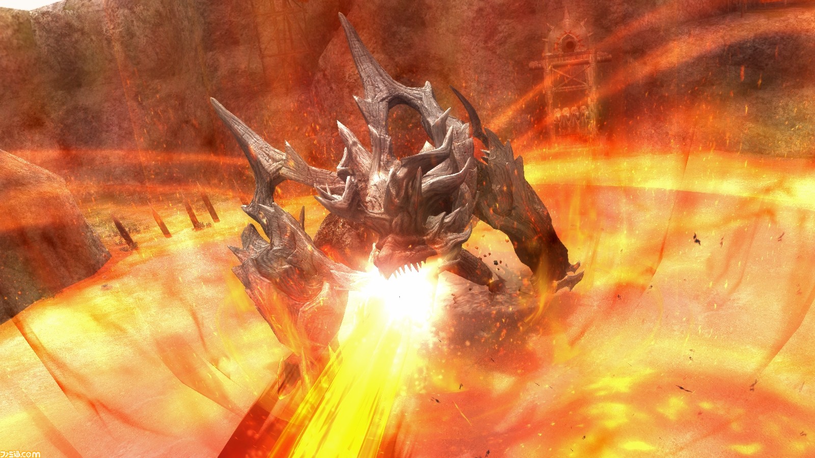 モンスターハンター フロンティアz ついに大型古龍 焔嶽龍 ケオアルボル が猟団迎撃戦に出現 ファミ通 Com