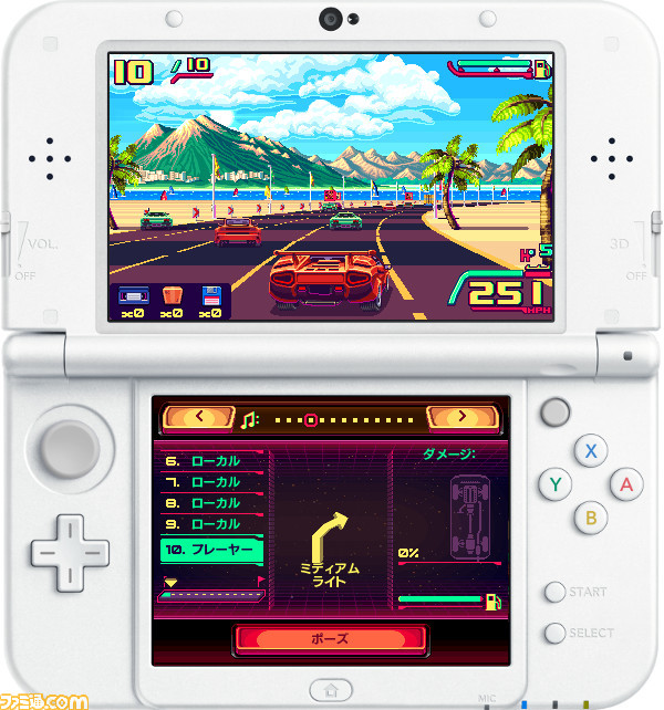 3ds 80 S Overdrive 80年代風のスーパーカーを2dドット絵で楽しむレースゲームが3月14日に配信 ファミ通 Com