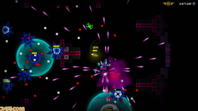 『アペリオン・サイバーストーム』Nintendo Switchに2Dツインスティック型360度STGが登場_03