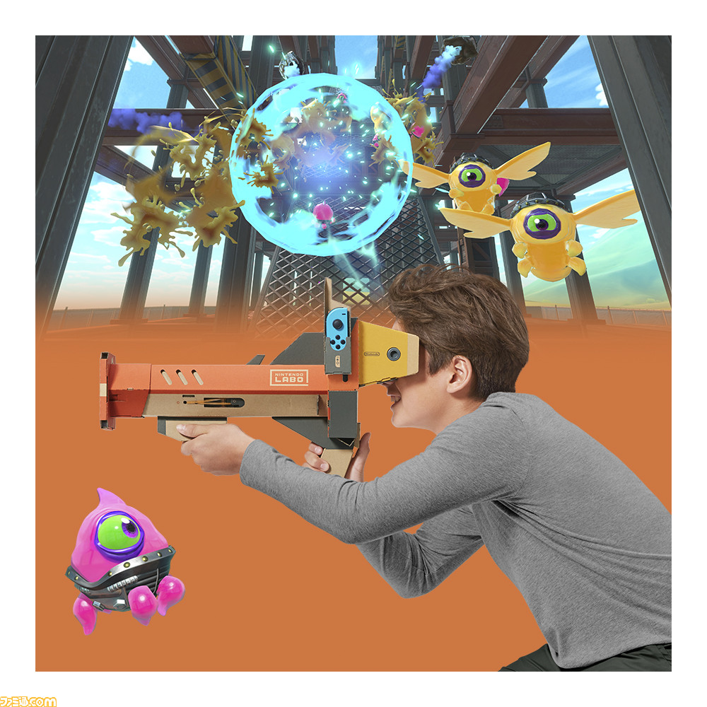 本日発売『Nintendo Labo VR Kit』のゲーム概要を紹介、バズーカやカメラ、トリなど5種類のToyConと合体させて、VR世界