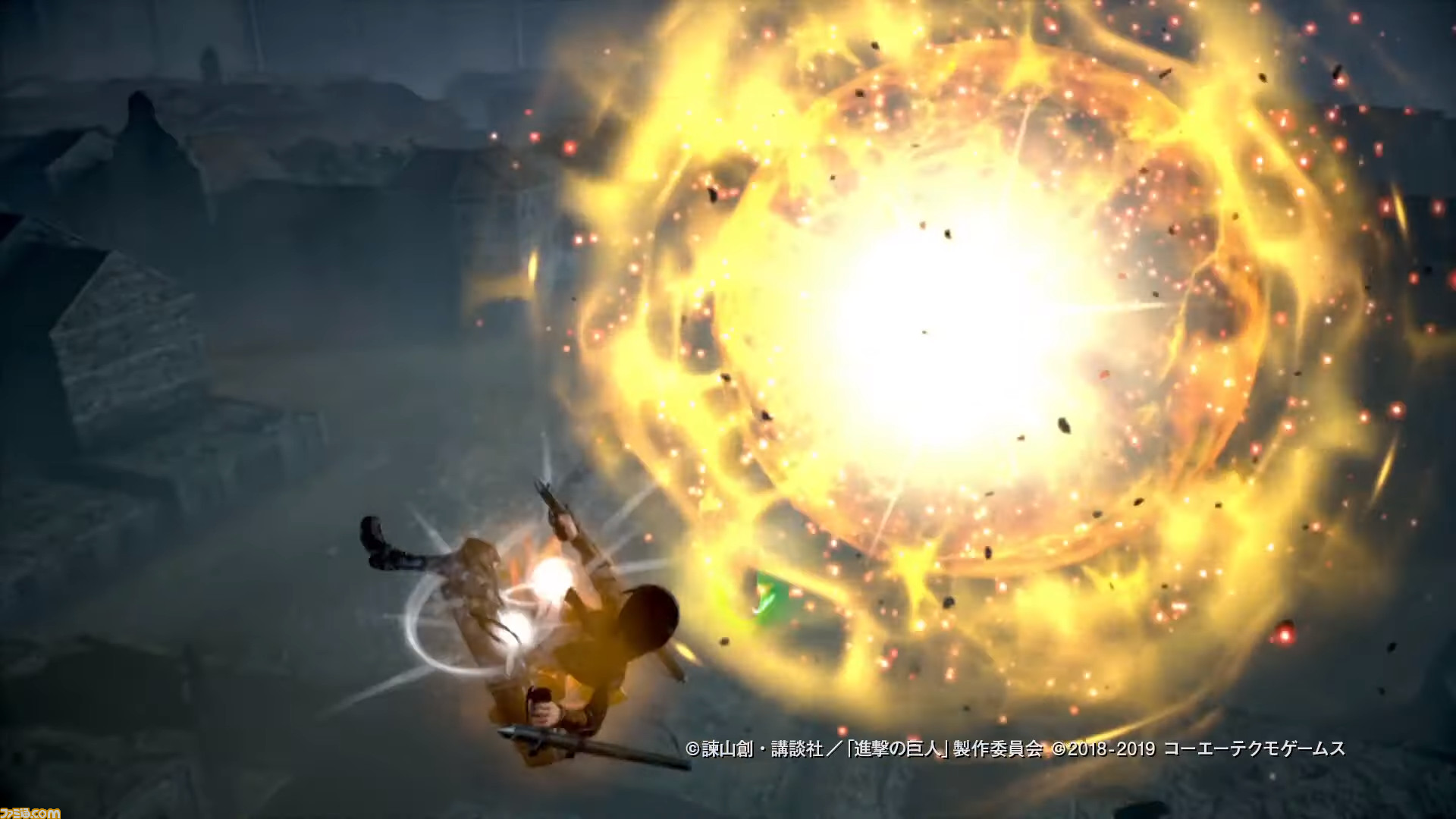 進撃の巨人2 Final Battle 新要素 雷槍 にフォーカスしたアクション動画第2弾が公開 ハンジとミカサが巨人と激闘をくり広げる ゲーム エンタメ最新情報のファミ通 Com