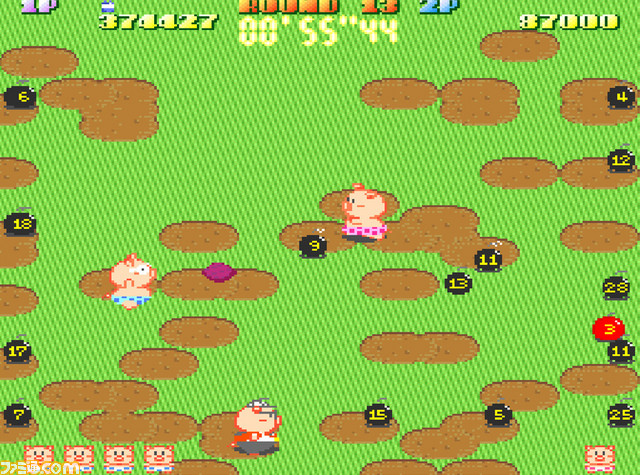 Switch『アーケードアーカイブス ぶたさん』が5月16日に配信決定! 時限爆弾を投げつけあい、選ばれた100匹のぶたの王座を目指せ_06