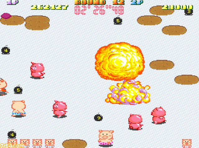 Switch『アーケードアーカイブス ぶたさん』が5月16日に配信決定! 時限爆弾を投げつけあい、選ばれた100匹のぶたの王座を目指せ_05