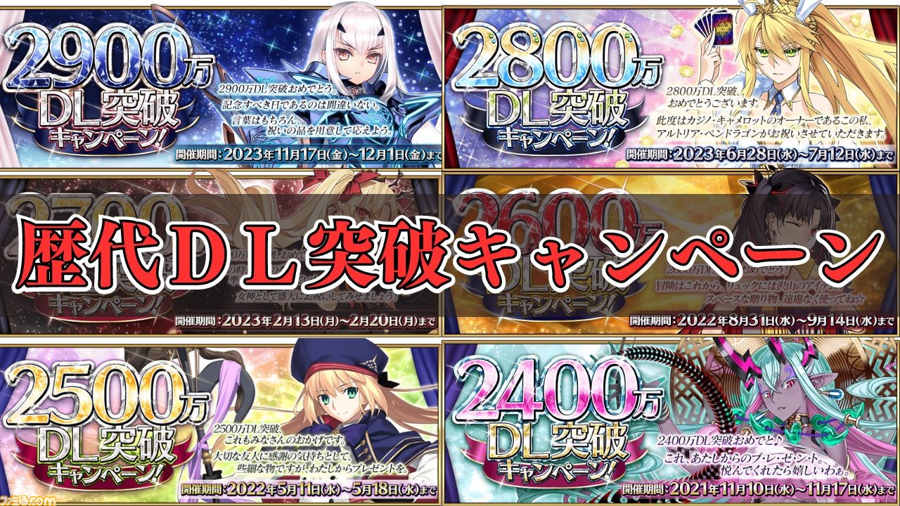 FGO】3000万ダウンロードはいつ？ 現在のDL数と歴代突破キャンペーン 