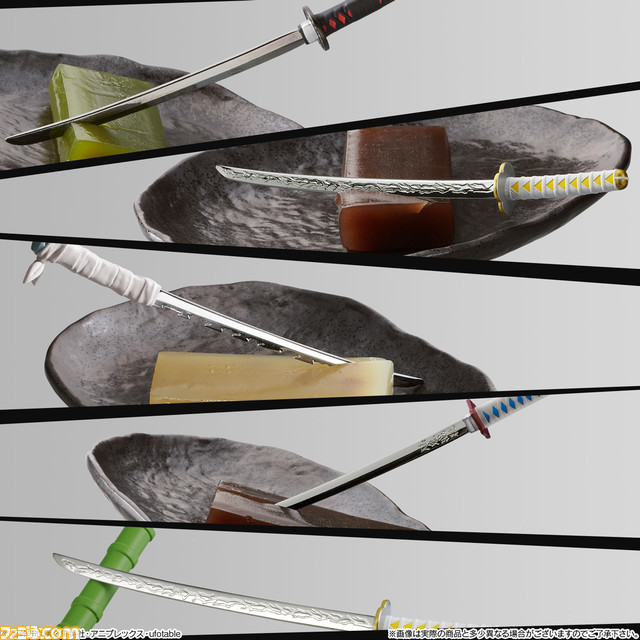 『鬼滅の刃』日輪刀が和菓子を切るための“菓子切”に。炭治郎、善逸、伊之助、義勇の愛刀で羊羹を切る