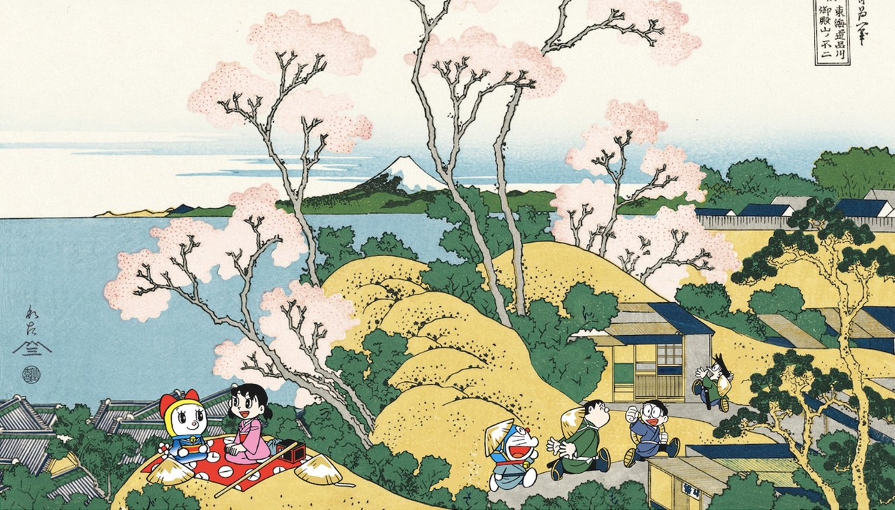 初版限定300部 ドラえもん浮世絵 富嶽三十六景 甲州石班澤 葛飾北斎絵約Ｗ