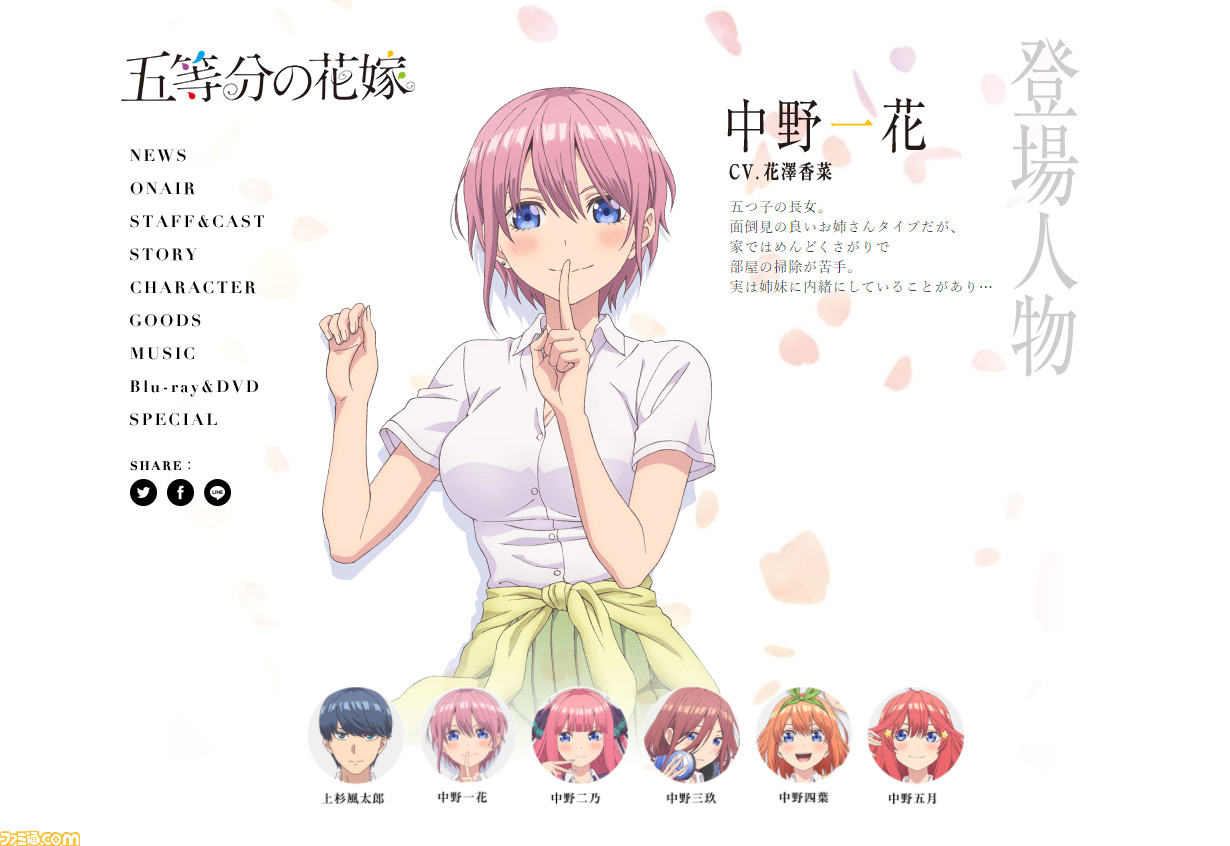 アニメ 五等分の花嫁 5人のヒロイン誰が本命 豪華な声優陣でかわいさ500 ラブコメ アマゾンプライムビデオおすすめ ファミ通 Com