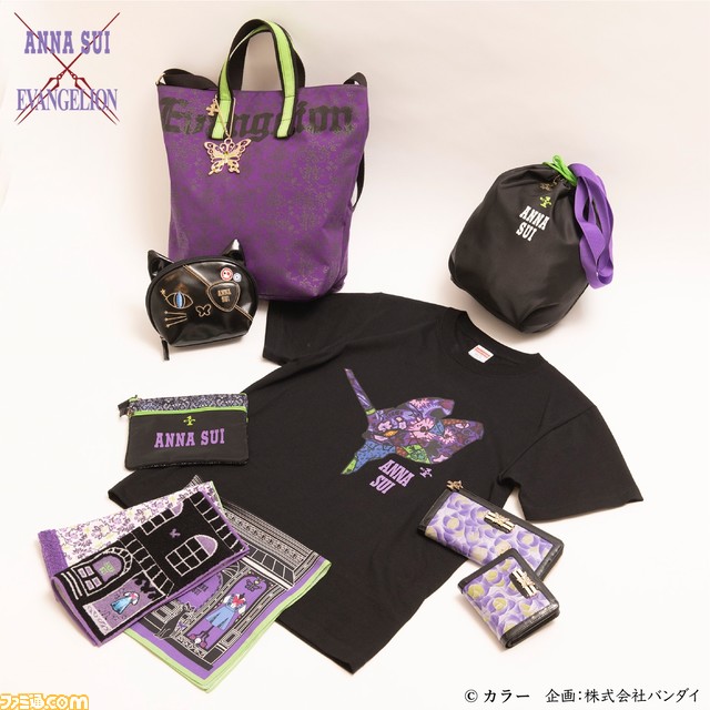 『エヴァンゲリオン』とファッションブランド“ANNA SUI”がコラボ！ 蝶と薔薇をデザインに取り入れたバッグやTシャツなど全12アイテム。眼帯アスカはネコポーチに