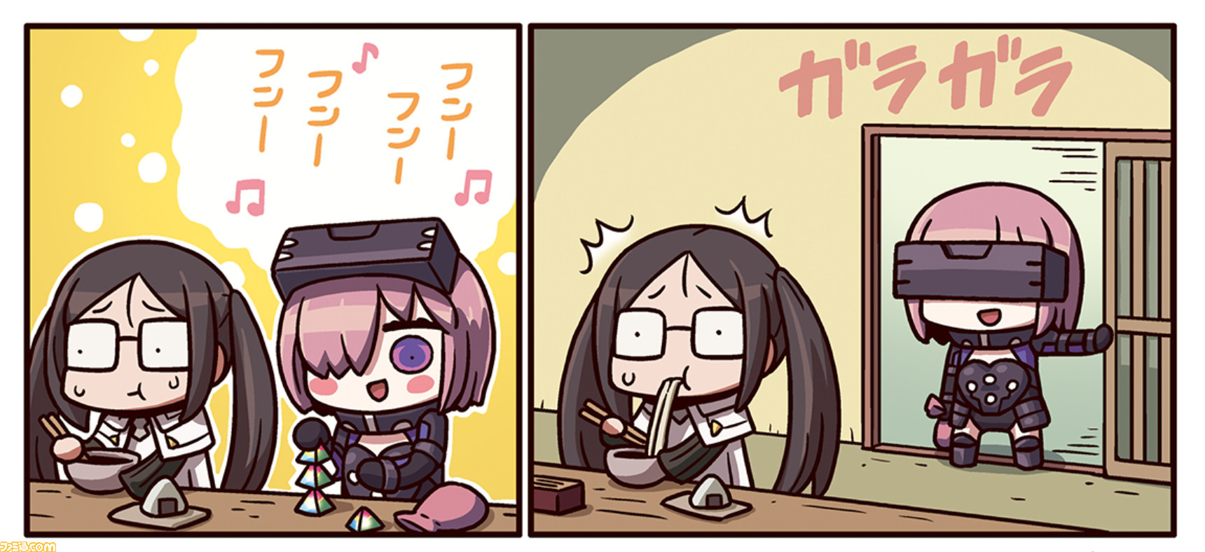 ますますマンガで分かるfgo うどんを食べる芥ヒナコの隣で聖晶片を積み上げるマシュ 漫画1話 小さなことからコツコツと が公開 ファミ通 Com ますますマンガで分かるfgo うどんを食べる芥ヒナコの隣で聖晶片を積み上げるマシュ 漫画1話 小さなことからコツコツと が公開 ファミ通 Com