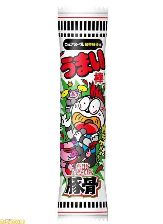 国民的お菓子×カップ麺が夢のコラボ!!　限定ノベルティ“うまい棒 カップヌードル味”が登場。定番フレーバー8種を再現したお味が気になる！