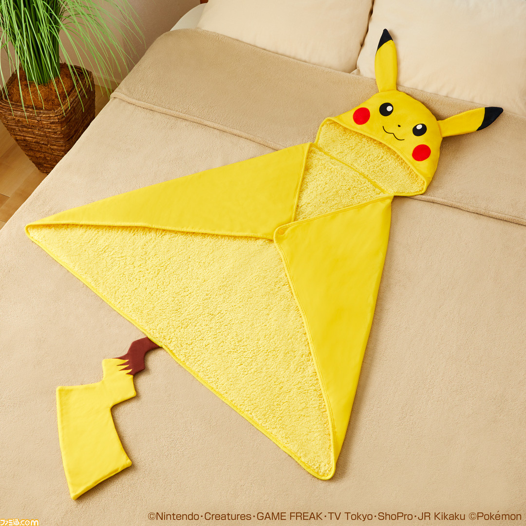 超美品ポケモン 一番くじ ピカチュウフード付きブランケット キャラクターグッズ
