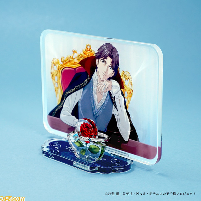『新テニスの王子様』“跡部王国(キングダム)”がモチーフのプラチナリングが発売。コラボジュエリーを身に着けた跡部様のアクリルスタンドも