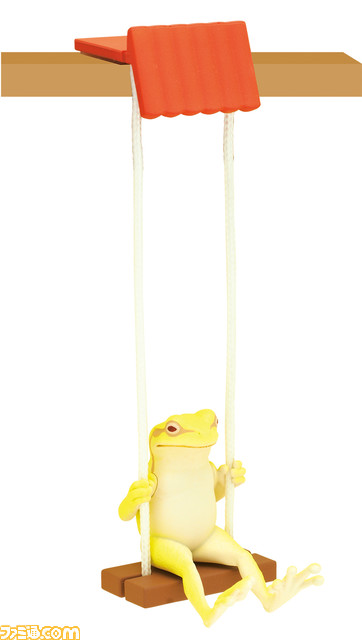 カエルがブランコで遊ぶシュールなカプセルトイ『かえるブランコ』が4月下旬に発売