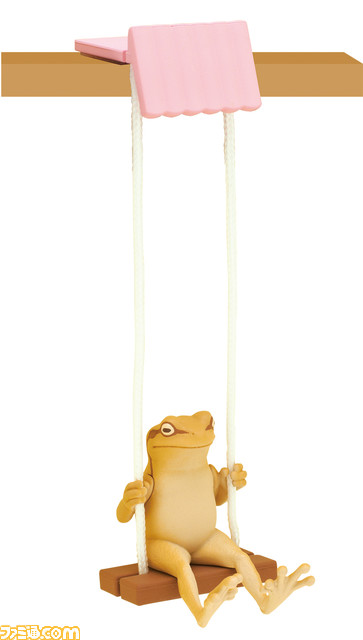 カエルがブランコで遊ぶシュールなカプセルトイ『かえるブランコ』が4月下旬に発売