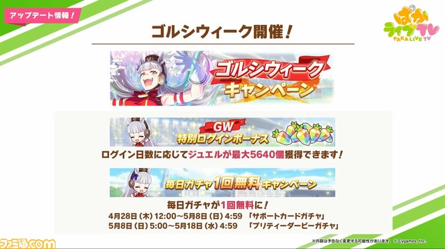 『ウマ娘』2022年もゴルシウィーク開催！ ゴルシちゃんモードがパワーアップ。最大5640個のジュエル＆毎日ガチャ1回無料キャンペーンも