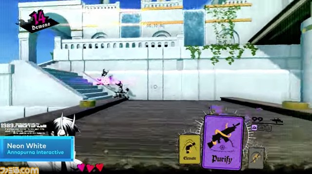 『Neon White』がスイッチで5月24日に配信。ステージに落ちているカードをうまく組み合わせて最速クリアーを目指す一人称アクション【Indie World】