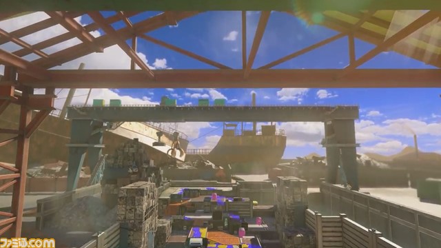 『スプラトゥーン3』新バトルステージ“ナメロウ金属”が公開。放置されていた巨大船から金属スクラップを収集するイカたちが集まり、解体業を中心とする工業地帯に発展したエリア