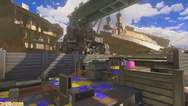『スプラトゥーン3』新バトルステージ“ナメロウ金属”が公開。放置されていた巨大船から金属スクラップを収集するイカたちが集まり、解体業を中心とする工業地帯に発展したエリア