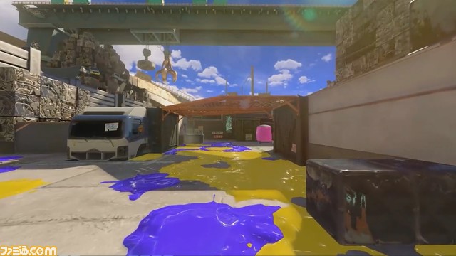 『スプラトゥーン3』新バトルステージ“ナメロウ金属”が公開。放置されていた巨大船から金属スクラップを収集するイカたちが集まり、解体業を中心とする工業地帯に発展したエリア