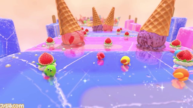 Switch『カービィのグルメフェス』が2022年夏に配信。カービィが食べ物の姿に変身する“コピーフード能力”などが登場する対戦アクションゲーム