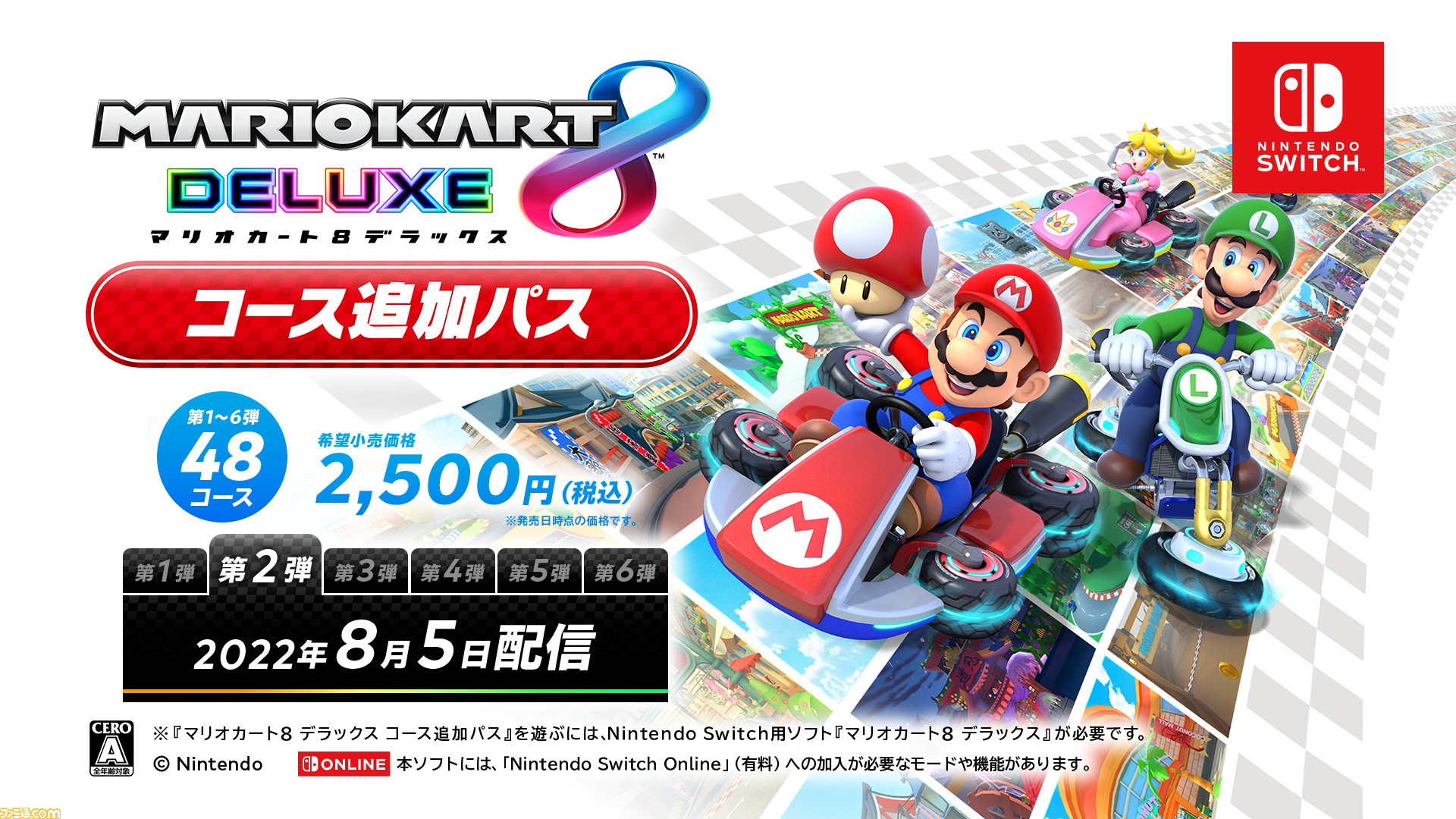 マリオカート8 デラックス コース追加パス第2弾 8月5日に配信決定 マリオサーキット3 カラカラさばくなどの8コース ゲーム エンタメ最新情報のファミ通 Com