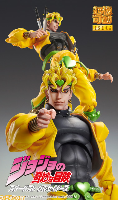 『ジョジョの奇妙な冒険』DIOとザ・ワールドの可動フィギュアが登場。頭部パーツやナイフなどが付属。一緒に飾ることでバトルシーンを再現可能