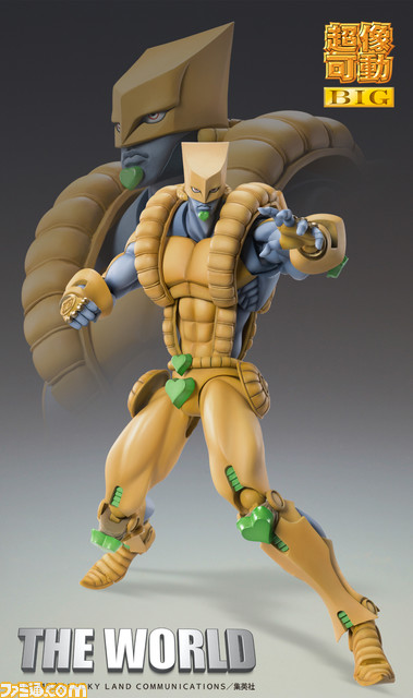 『ジョジョの奇妙な冒険』DIOとザ・ワールドの可動フィギュアが登場。頭部パーツやナイフなどが付属。一緒に飾ることでバトルシーンを再現可能
