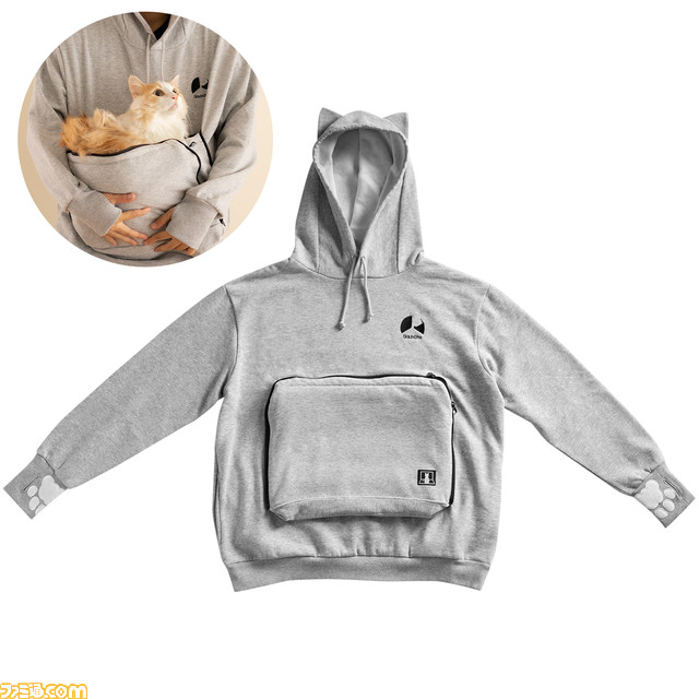 【世界猫の日】にゃんガルーパーカー2在庫入荷。猫が入れる大きなポケットを搭載したパーカーを着て、涼しい部屋で猫と一緒の幸せな時間を満喫しよう