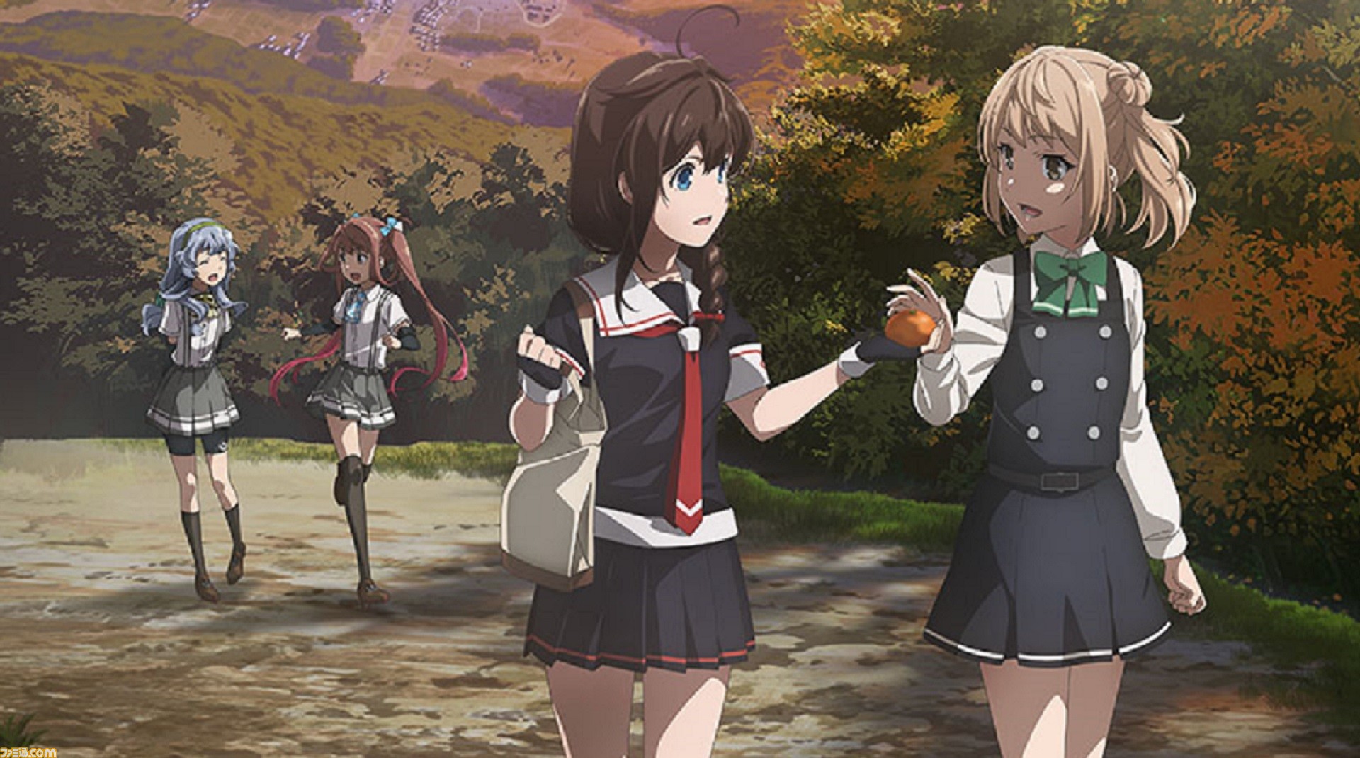 アニメ 艦これ 2期のキービジュアル第2弾が公開 佐世保鎮守府が遠くに見える丘にて時雨 満潮 山雲 朝雲の4人が描かれる ゲーム エンタメ最新情報のファミ通 Com