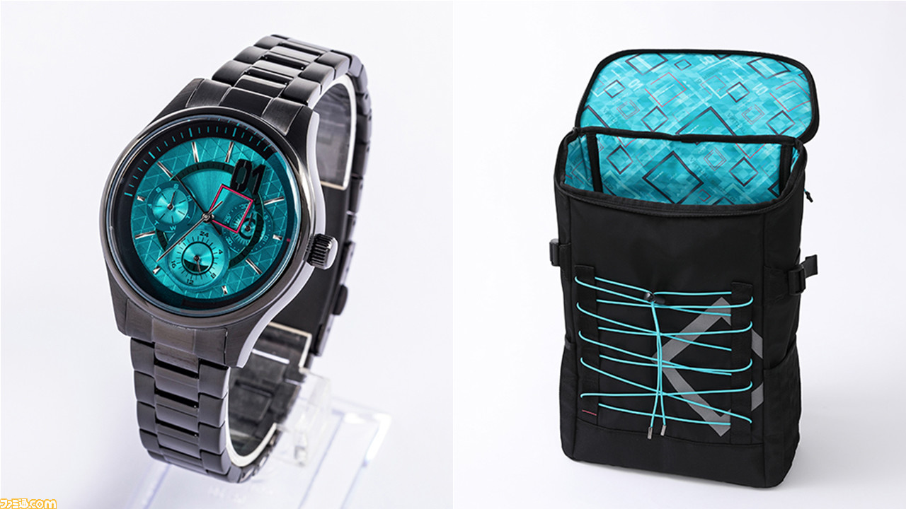 初音ミクをイメージした腕時計、バッグ、財布、アウター、スニーカーが 
