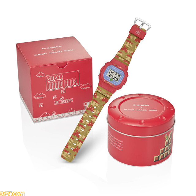 『スーパーマリオブラザーズ』デザインのG-SHOCKが11月11日より発売。赤を基調としたデザイン、ライトを点灯させると文字盤にマリオが表示される特別モデル