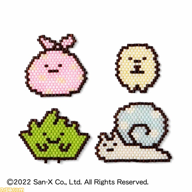 『すみっコぐらし』とクチュリエのコラボ商品が登場。フルーツの衣装を着たキャラを編んだり、ビーズのアイテムとして作れるハンドメイド商品