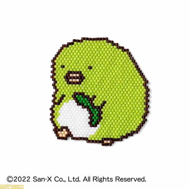 『すみっコぐらし』とクチュリエのコラボ商品が登場。フルーツの衣装を着たキャラを編んだり、ビーズのアイテムとして作れるハンドメイド商品