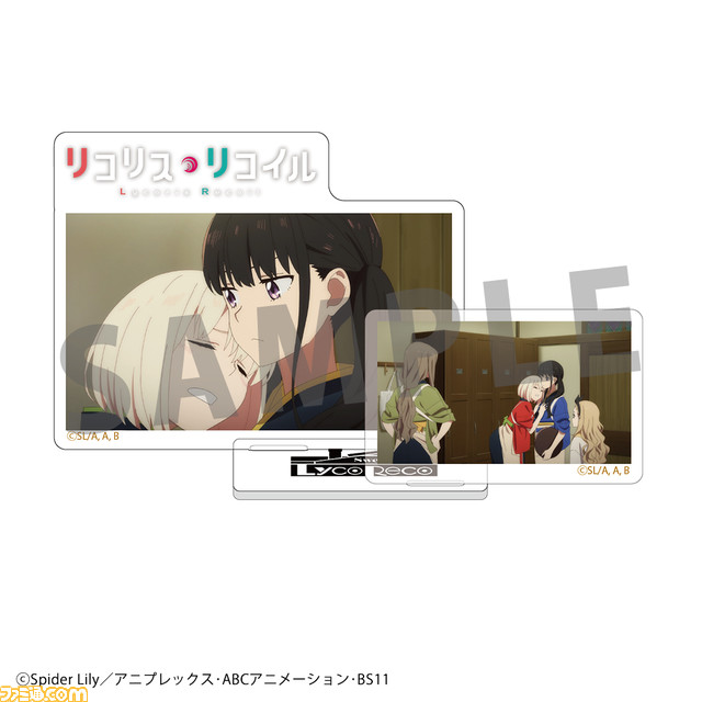 『リコリコ』限定ショップが全国のTSUTAYAで11月25日より開催。冬コーデの千束&たきなを配したアクリルフィギュアやダイカットステッカーが新登場