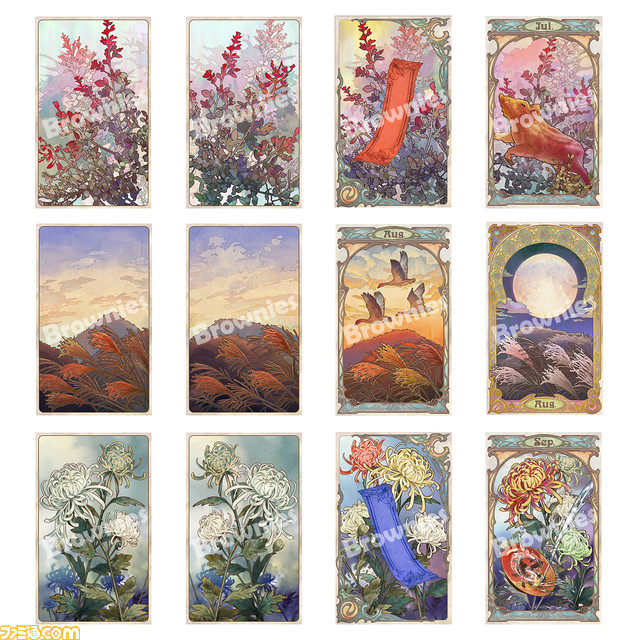 ブラウニーズ設立10周年を記念したオリジナル花札『CARTA DE FLOR』が販売。美麗なイラストが描かれた絵札と解説本、特製化粧箱のセット