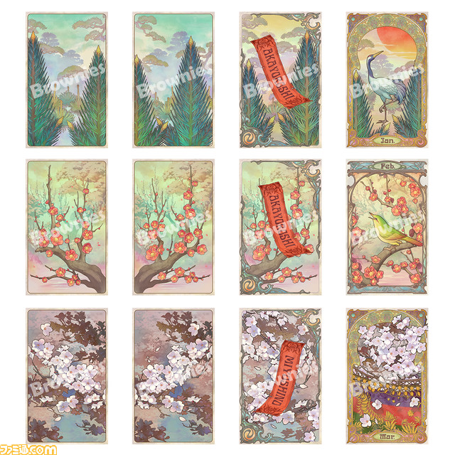 ブラウニーズ設立10周年を記念したオリジナル花札『CARTA DE FLOR』が販売。美麗なイラストが描かれた絵札と解説本、特製化粧箱のセット