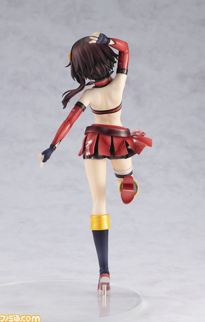 『このすば』めぐみんがレースクイーン衣装でフィギュア化。紅魔族の紋章をプリントしたチェッカーフラッグを振って元気いっぱいに応援