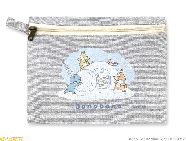 『ぼのぼの』ボップアップストアが1月24日より上野マルイにて開催。雪遊びのイラストを使用した缶バッチやパーカー、ポーチなどを販売