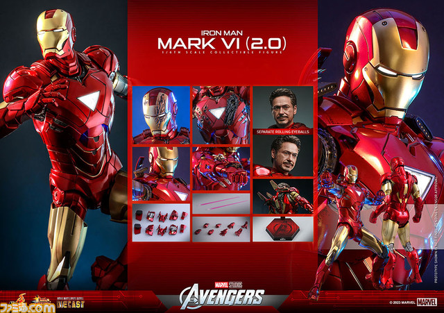 『アベンジャーズ』アイアンマン・マーク6の1/6スケールフィギュアが登場。劇中のパワードスーツを忠実に再現し、全体の6割が合金で作られて立体化