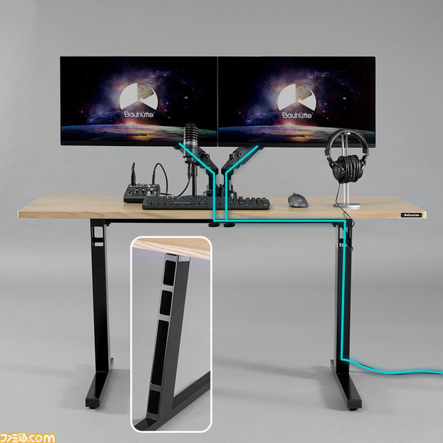 PCの配線問題を解決するゲーミングデスク“ケーブルマスター”がバウヒュッテより発売。脚部に配線を隠してスッキリとしたPC環境に!
