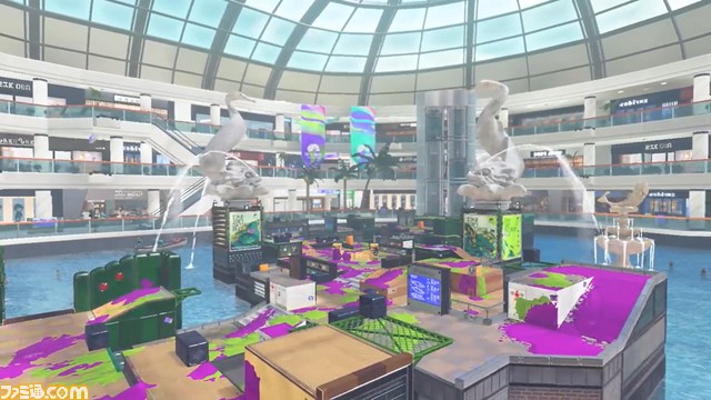 『スプラトゥーン3』新ステージ“タラポートショッピングパーク”の詳細が公開。店舗が並ぶモールにある噴水広場の上に設置されたステージに