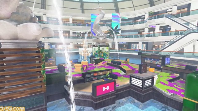 『スプラトゥーン3』新ステージ“タラポートショッピングパーク”の詳細が公開。店舗が並ぶモールにある噴水広場の上に設置されたステージに