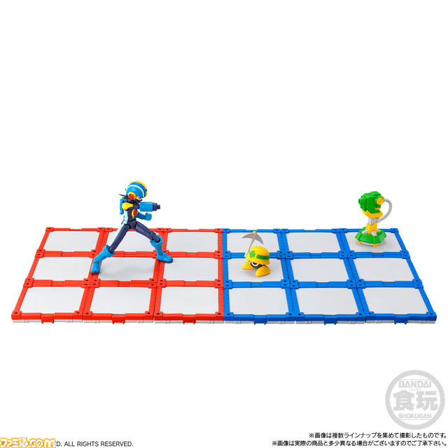 『ロックマンエグゼ』ロックマン、ロール、ガッツマン、ファイアマンのプラモデルが登場。付属の台座を並べておなじみのバトルシーンを再現