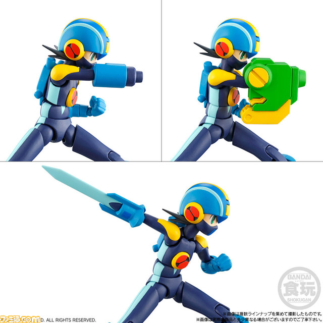 『ロックマンエグゼ』ロックマン、ロール、ガッツマン、ファイアマンのプラモデルが登場。付属の台座を並べておなじみのバトルシーンを再現