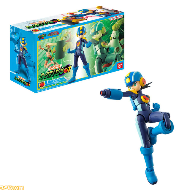 『ロックマンエグゼ』ロックマン、ロール、ガッツマン、ファイアマンのプラモデルが登場。付属の台座を並べておなじみのバトルシーンを再現