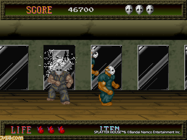 【アケアカ】ナムコ『スプラッターハウス』が配信！さらわれた彼女を“呪いの仮面”の力を借りて助けに行くアクションゲーム。衝撃的な展開で話題を呼んだ名作が現代に蘇る